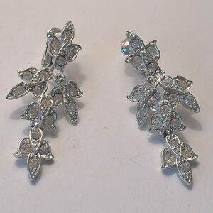 Vintage Sara Coventry 1964 Worlds Fair Clip On Dangle Drop Rhinestone Earrings